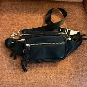 Gold & Black PU Leather Sling Bag Bum Bag Fanny Pack